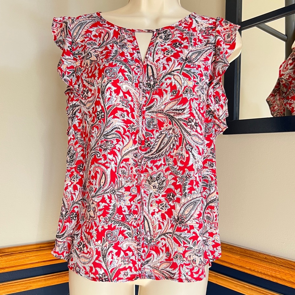 Banana Republic Sleeveless Paisley Cut Out Blouse XS